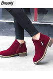 NEW Women Martin Boots Autumn Winter Boots Classic Zipper Snow Ankle Boots Winter Suede Warm Fur Plush Women