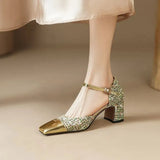 with Medium Heels Summer 2023 Silver Sandals for Woman Party Weddings Women's Shoes Closed Square H Chic and Elegant