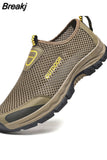 Men's casual shoes, mesh breathable sports shoes, outdoor beach anti-skid men's shoes, flat bottomed casual hiking