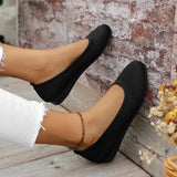 and Autumn 2023 New Outwear Solid Color Oversized Shallow Cut Shoes Women's Knitted Comfort Flat Shoes