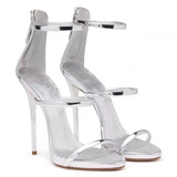 Women's Summer New Sexy Stiletto Heels Sandals Fashion High-quality Banquet Zipper Strap Combination High