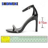 8/10cm Women Shoes New Thin Heels One Word Sandals Women Summer Fashion High Heels Rhinestone Sandals Sandalias De