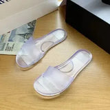New Large Size Plastic Women's Shoes Flat Solid Color Fashion Round Toe Open Toe Comfortable Sandals and Slippers