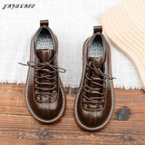 Thick-Soled College British Lace-Up Women Small Leather Shoes Big Head Doll Shoes Literary Retro Platform Flat Women
