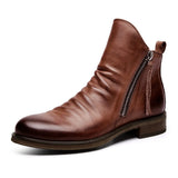 Popular Chelsea Leather Boots Double Side Zipper Non-slip Bottom Men's Shoes British Tassel Men's Leather Boots Plus
