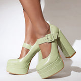 Big Size 43 Brand New Great Quality Block High Heel Chunky Platform Shoes Spring Summer Sexy Goth Mary Jane Footwear