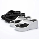 Summer Wedge Flip Flops for Women 2024 Fashion Clip Toe Platform Slippers Woman Thick Bottom Non Slip Beach