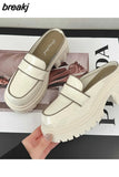 New Women Sneakers Slippers Breathable Mesh Casual Mules Shoes Female Fashion Sneaker Chain Leisure Woman Vulcanize