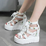white platform sandals Wedges Women's Shoes Summer Shoes Women Sandals Platform Shoe laces High Heels Casual Shoes