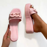 Size 36-43 Chain Women Flats Open Toe Shoes 2022 New Summer Platform Slippers Sandals Designer Fashion Sexy Flip