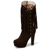 Big Size 50 Rome Zipper Mid Calf High Heel Platform Retro Boots For Women 2021 Casual Leisure Winter
