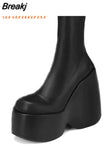 Dropship Brand New Gothic Style Sexy Elegant Chunky Platform Women Ankle Boots Big Size 43 Walking Comfy Woman