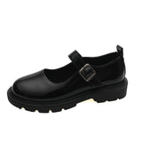Breakj Sweet Bows Black Small Leather Shoes 2024 Round Head Light Mouth Buckle Low Heel Mary Jane Single