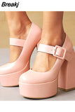 Dropship 2023 Spring Summer Platform Woman Mary Janes Shoes Pumps Elegant Office Lady Woman Shoes Pumps Big Size