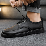 Men Round Head Leather Shoes Business Dress Shoes Handmade Casual Shoes Lace-up Footwear Men Platform Moccasins Slip-on
