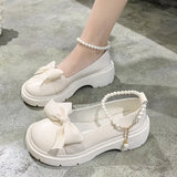 Women Thick Platform Mary Janes Lolita Shoes Party Pumps Summer New Sandals Bow Chain Mujer Shoes Fashion Oxford