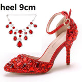 Breakj Tuxedo Diamond Wedding Shoes 9 Fine Heel Pointed Sandals Luxury Water Drill Wedding Shoes