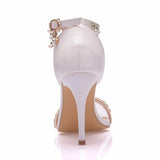 Queen Sweet White Sexy Dress Wedding Shoes Women Lacing Ankle Strap Peep Toe High Heel Sandals 9cm