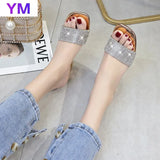 Hot Summer New Woman's Summer Sandals Open Toe Outdoor Sandals Rhinestones Fashion Sexy Solid Color Plus Size 35-42