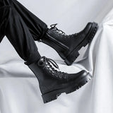 Breakj 2024 New Black High-Top British Style Round-Headed Men's Platform Martin