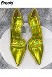 colorful women shoes 8cm 10cm 12cm high heels pointed toe plus size 33-45 work party dating slip on pumps QP186