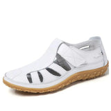 BEYARNEWomen Gladiator Sandals Shoes GenuineLeather Hollowout Flat Sandals Ladies Casual Softbottom Summer