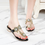 Women's Diamond Slippers Wear The New Summer Fashion Flat-Bottomed Flip-Flops Comfortable Sandals Anti-Skid