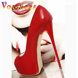 Ultra High Heel Sexy Platform Fish Mouth Shoes European And American Style New Red Thin Heel Model Show Women's