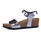 Fashion Women Cork Sandals 2023 New Summer Beach Wedge Trifle Buckle Strap Black White Platform Outside Sandalias