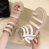 INS Hot Sale Women Solid Zipper Open Toe Platform Shoes Med Heel Cool Fashion Summer Sandals Women