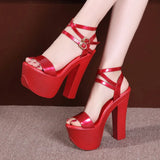 Sky High-Heeled Sandals 2023 New Thick-Soled Waterproof Platform Fish Mouth Sex Club Catwalk Super High-Heeled