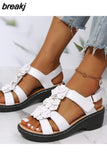 Women Reported Wedges Orthopedic Shoes Flowers Decoration Comfortable Walking Sandals Women Beach