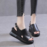 Summer Sandals For Women Wedge Heeled Fashion Cross Strap Casual Style Ladies Shoes Comfort Open Toe Solid Buckle