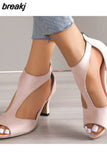 Sandals Women 2023 New Simple Back Zipper Fishmouth High Heels Women Shoes Summer Fashion Stiletto Women