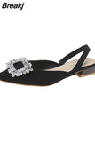 Women Pumps Luxury Crystal Slingback High Heels Summer Bride Shoes Comfortable Triangle Heeled Party Wedding