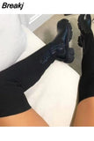 Women Over The Knee Boots Women's Thick Heel Slim Fit Winter Velvet Stretch Boots High Heels Large Size Suede Boots Botas