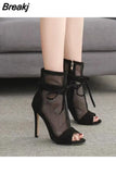 Peep Toe Stiletto High Heels Women's Sandals 2023 New Fashion Party Zipper ANKLE Boots Club Strippers