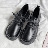 Casual Woman Shoe Soft Round Toe Black Flats 0 Platform Modis Oxfords Creepers Cross New Summer 2021