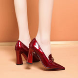 Women High Heels Shoes Stylish Pointed Toe Thick Heels Single Shoes Women's Slip on Elegant Dress Shoes Office Work Female