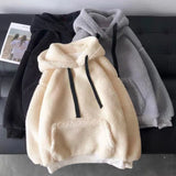 Fluffy Hoodie Women Winter Sweatshirts Plush Warm Top Double Hoodies Men Pullover Loose Soft Thick Top