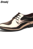 Leather Men Wedding Shoes Gold Blue Red White Oxfords Shoes Designer Pointed Toe Dress Shoes Big Size