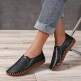 New Spring Ladies Flat-soled Elderly Shoes Retro Loafers Black Women's Shoes Fashion All-match Temperament Shallow