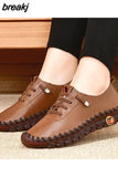 New Autumn Casual Women Shoes Platform Loafers 2023 Lace Up Leather Flats Slip-On Mom Shoe Mujer Zapatos Chaussure