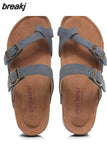 2023 New Summer Unisex Beach Cork Slippers Casual Women Men Nubuck Leather Solid Color Non-slip Flip Flops