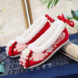 Breakj Shoes Ancient Style Chinese Wedding Shoes Red Pearl Xiushoes Ancient Costume Bride Shoes Embroidered