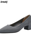 4cm Spring Summer Women's Large Shoes High Heels Solid Color Knitted Breathable Rubber Non slip Sole Latex Insole Work