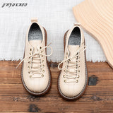 Thick-Soled College British Lace-Up Women Small Leather Shoes Big Head Doll Shoes Literary Retro Platform Flat Women