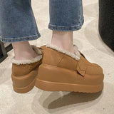 Suede Chunky Platform Snow Boots Women Comfort Short Plush Winter Cotton Shoes Woman 2023 Slip On Warm Flats Boots