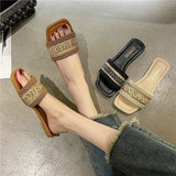 Size One Font Flat National Wind Preparation Square Head Beach Slippers Sandals Shoes Zapatos De Mujer Women