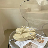 Women Summer Wedges Sandals Solid Color Narrow Band Clip Toe Platform Casual Ladies Shoes Square Toe Gladiator